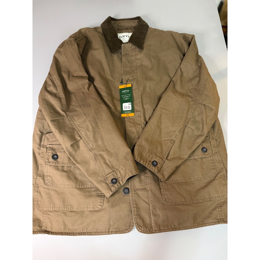 Orvis Mens Barn Jacket XXL Tobacco Brown Cotton Canvas Quilted Lining New